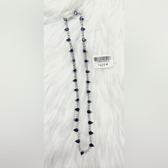 Giani Bernini Necklace, Sterling Silver Fine Jewelry, Deep Dark Blue Stones - Picture 2 of 6